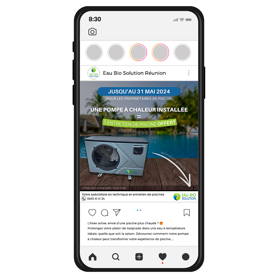 Image Instagram étude de cas Eau Bio Solution de l'agence Digital Process